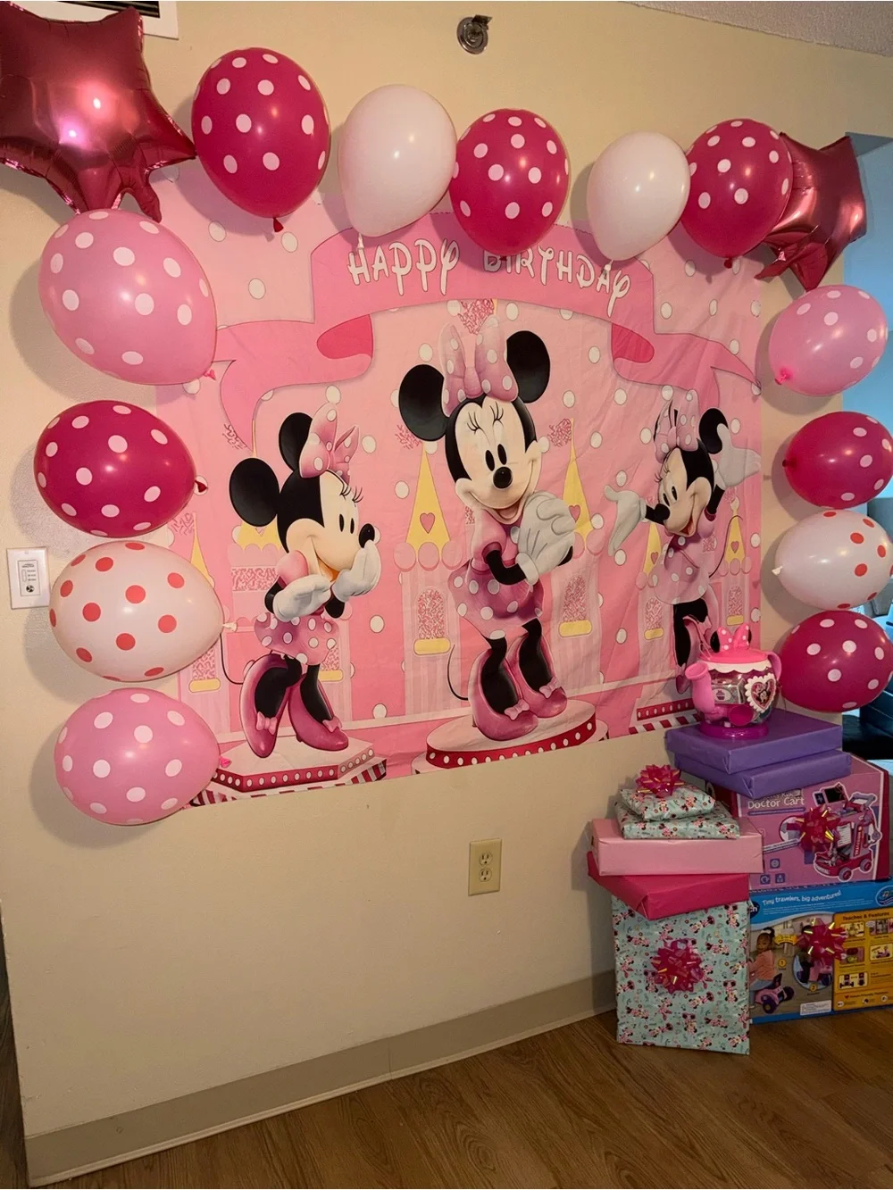 Disney Minnie Mouse Pink Birthday Party Backdrop
